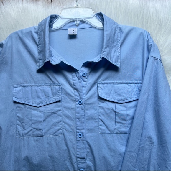 DINT Long Sleeve Dress Sz L Boho Midi Shirt Oversized Ruffle Lace Embroidery - Picture 3 of 17